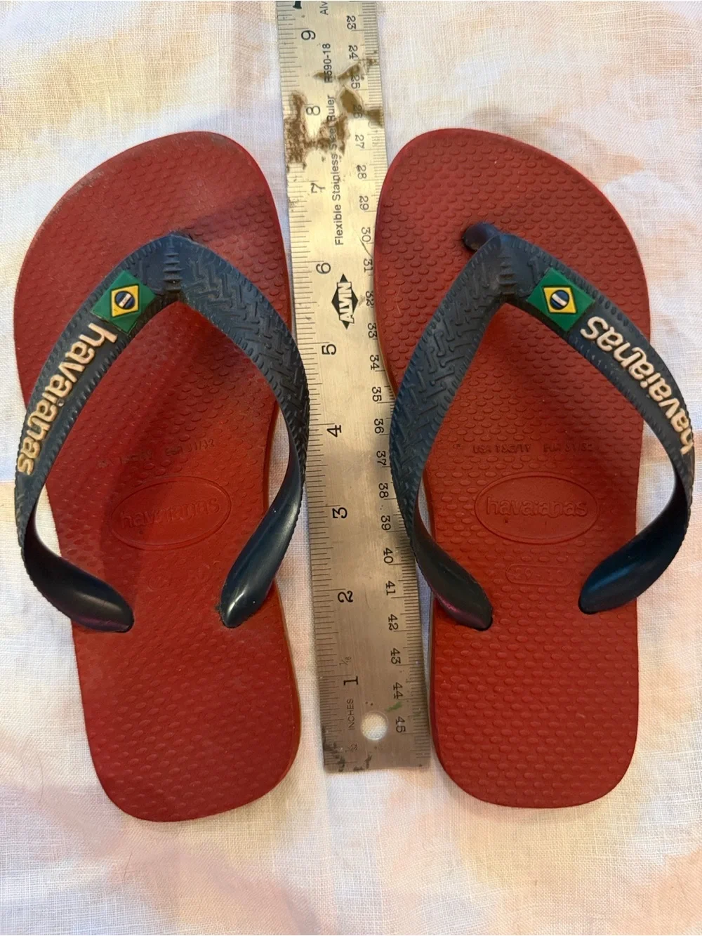 Havaianas Kids Red Flip Flops with Navy Straps